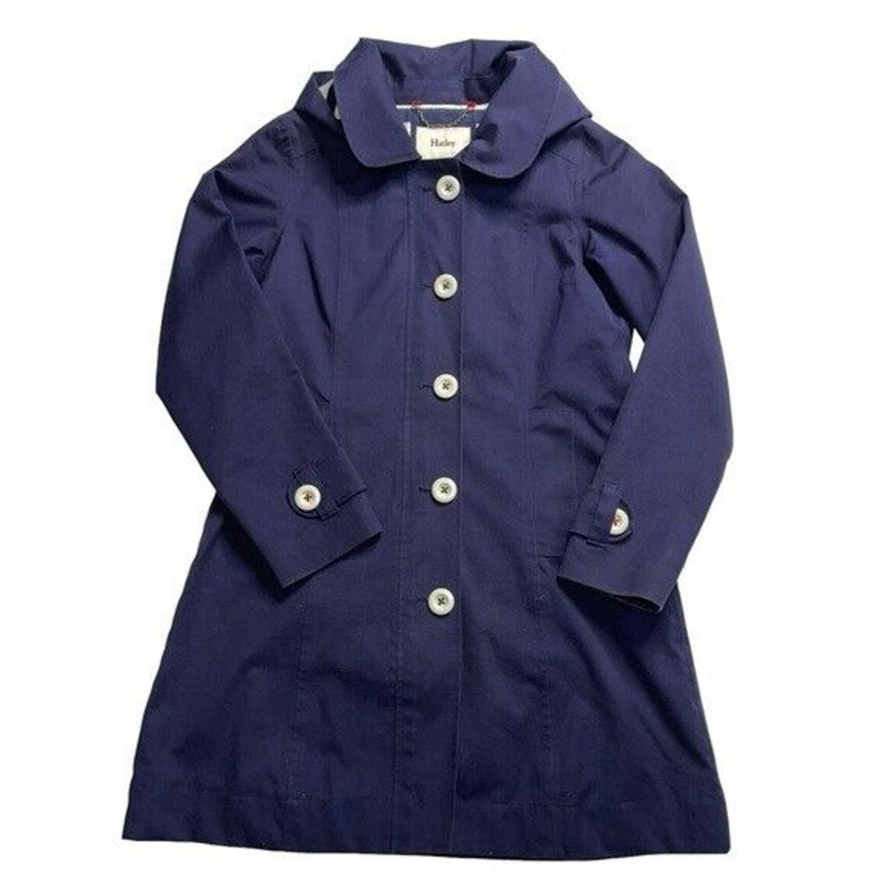 Hatley Navy Blue Removable Hood Trench Coat US 8
